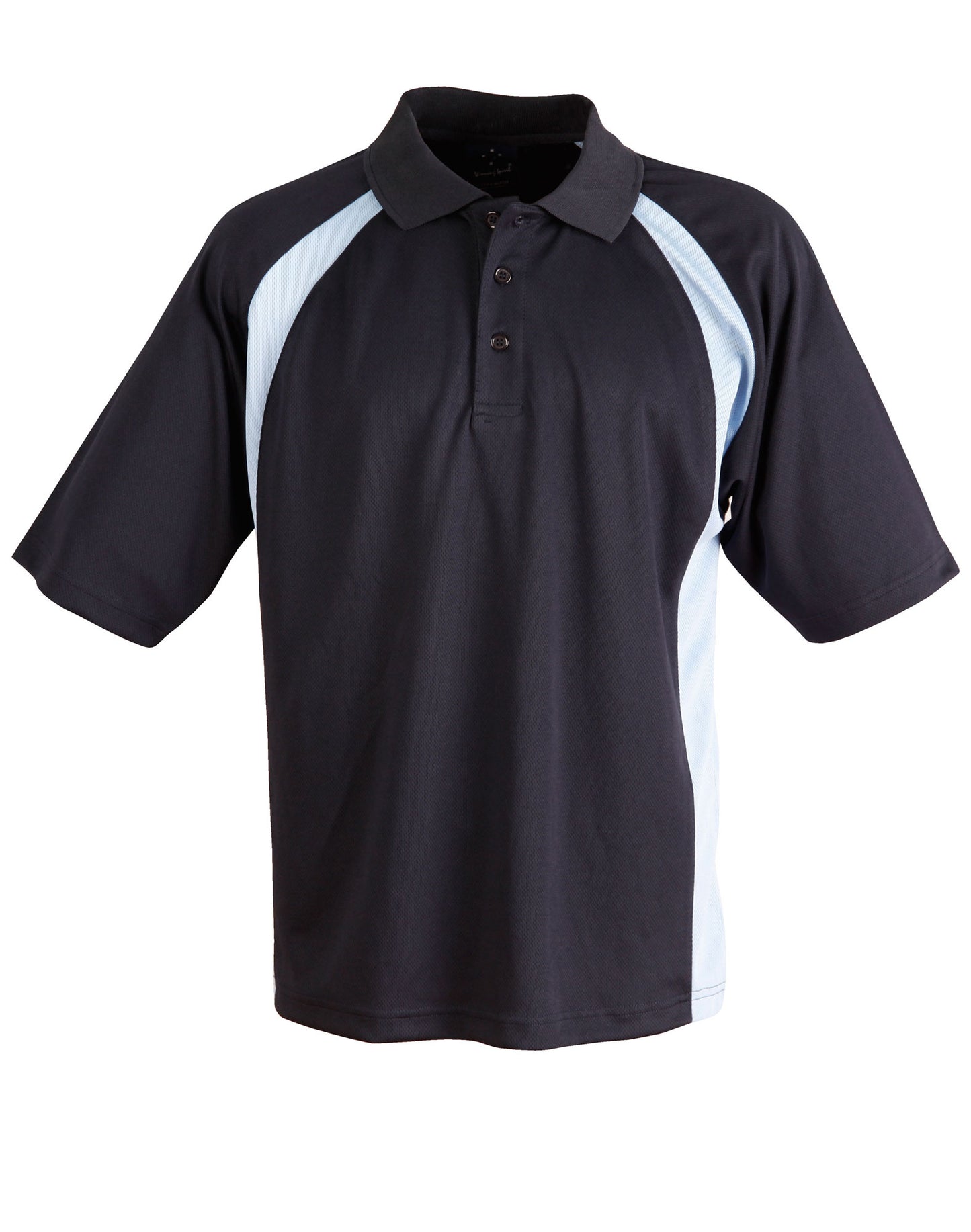 Men's CoolDry Micro-mesh Contrast Colour Polo - Navy/Skyblue