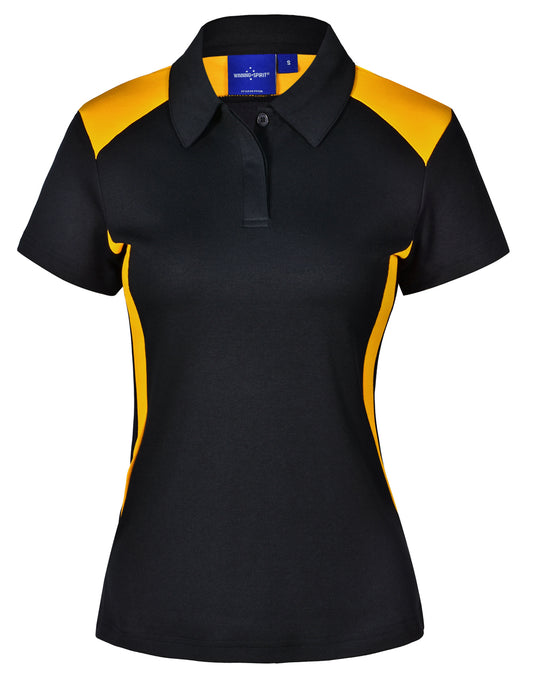 Ladies' Truedry S/S Contrast Polo - Black/Gold
