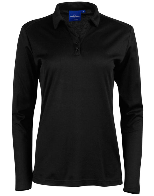 Ladies' Cotton Back Truedry L/S Polo - Black