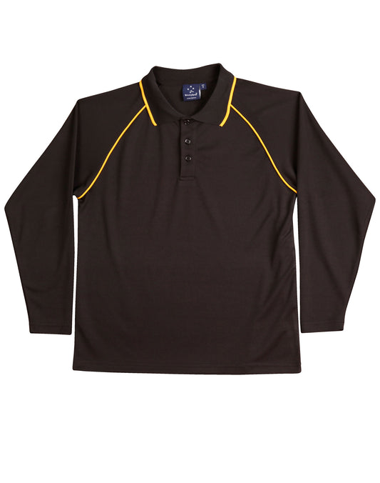 Men's cooldry raglan L/S polo - Black/Gold