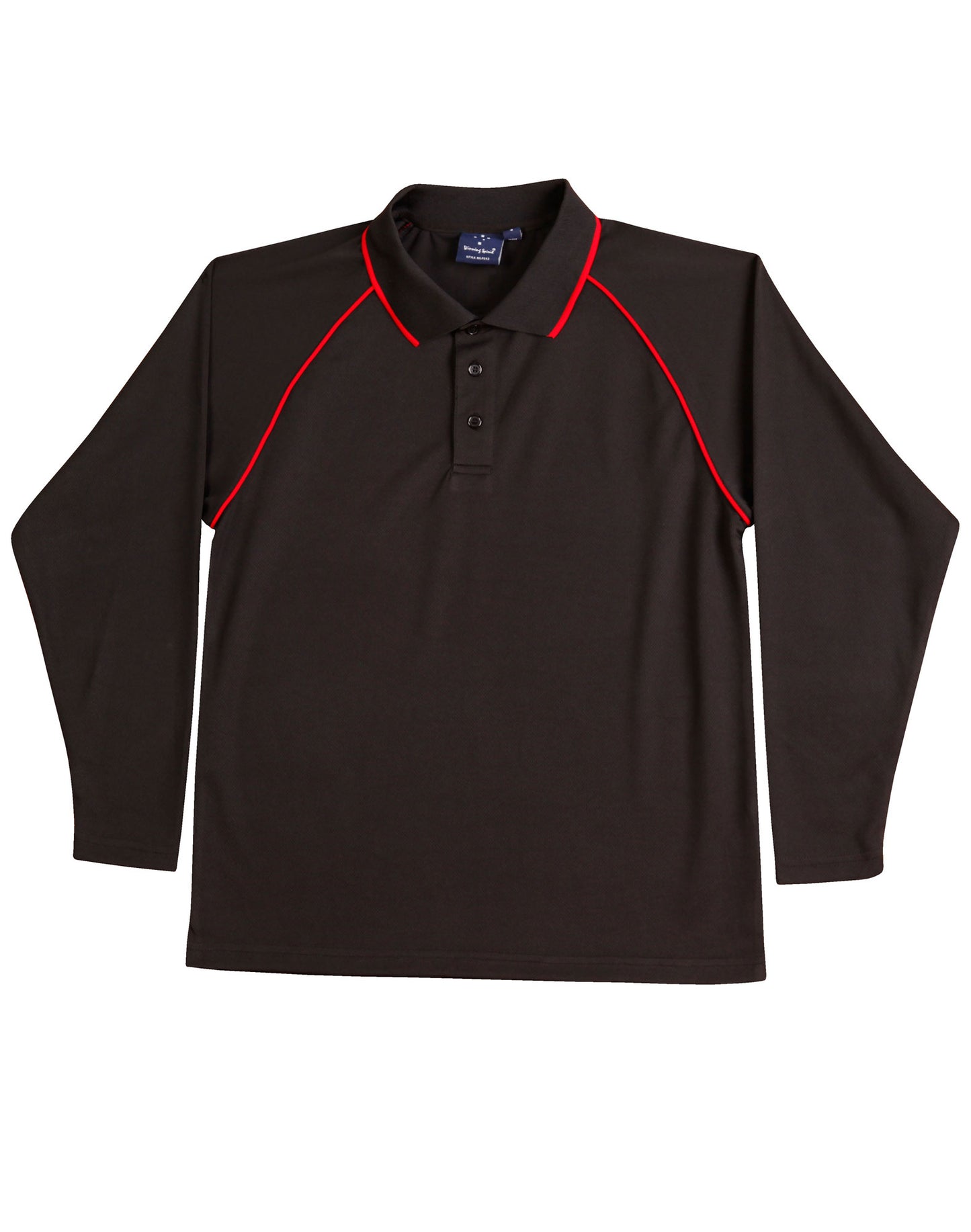 Men's cooldry raglan L/S polo - Black/Red