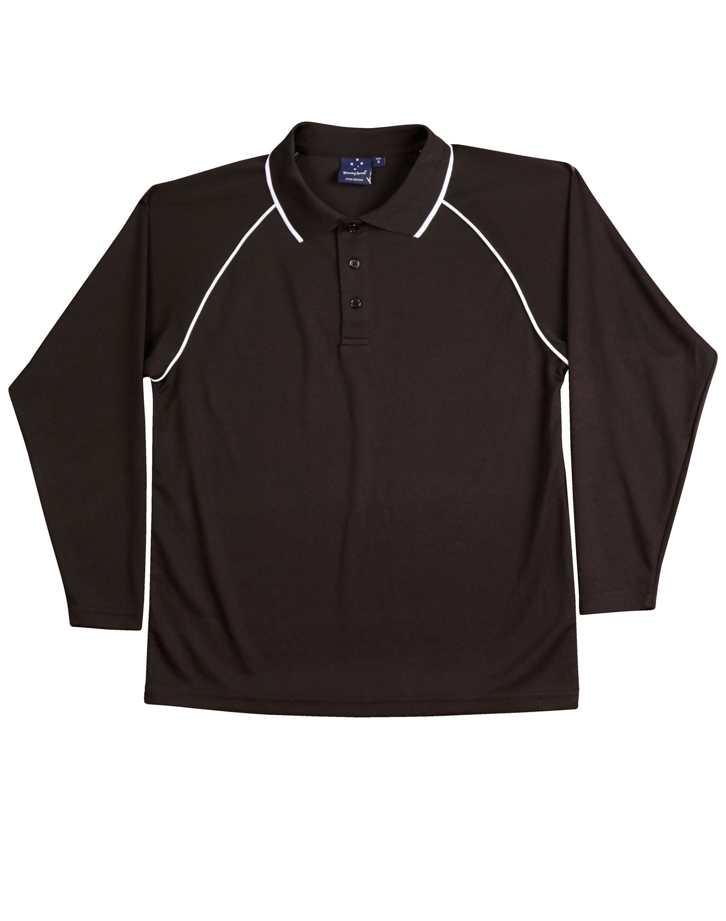 Men's cooldry raglan L/S polo - Black/White