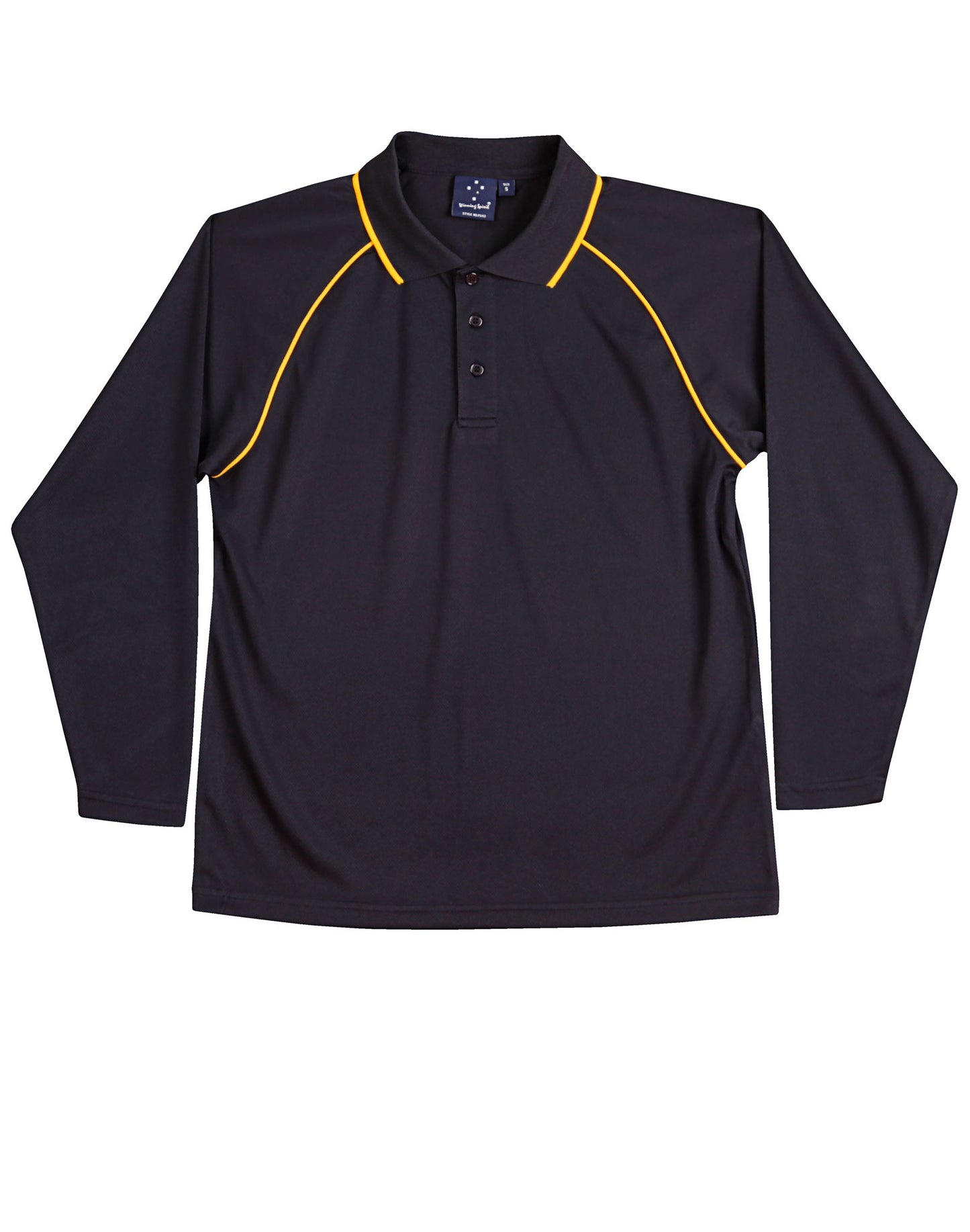 Kid's cooldry raglan L/S polo - Navy/Gold