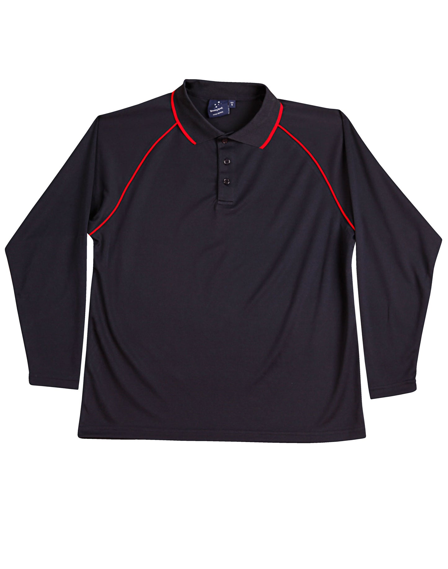 Men's cooldry raglan L/S polo - Navy/Red