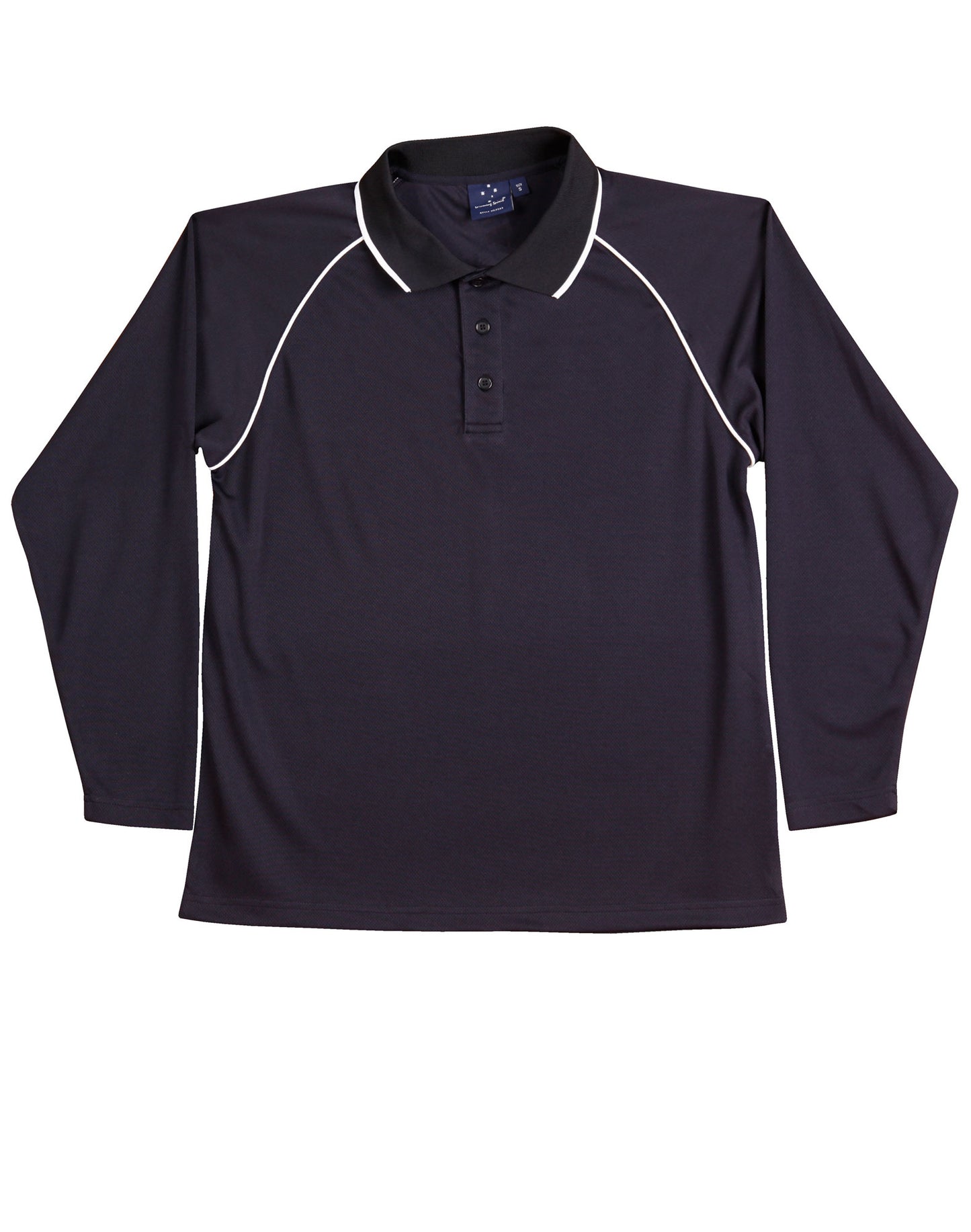 Men's cooldry raglan L/S polo - Navy/White