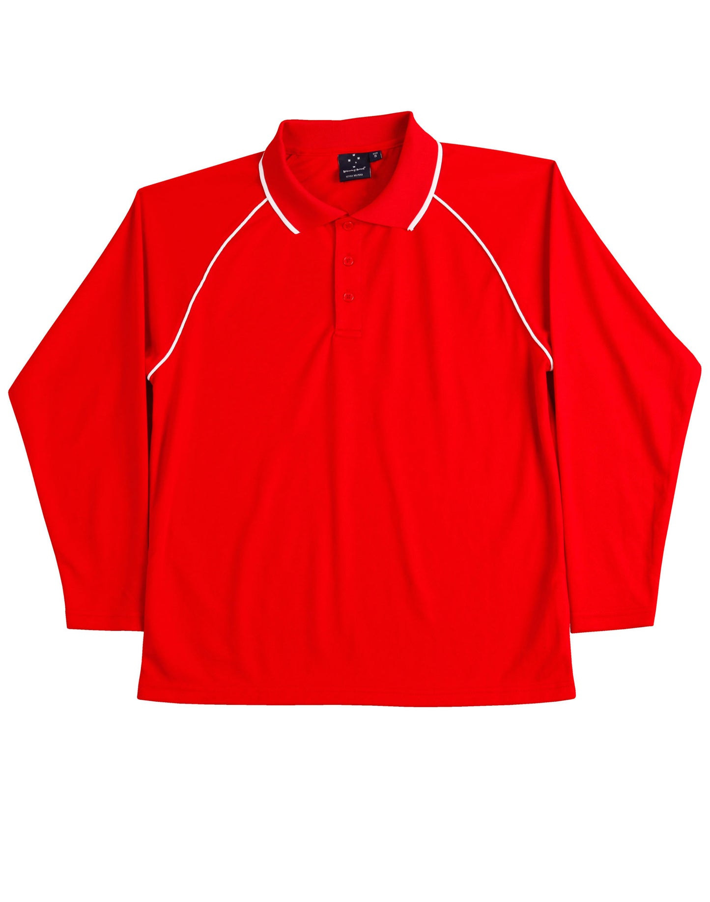 Kid's cooldry raglan L/S polo - Red/White