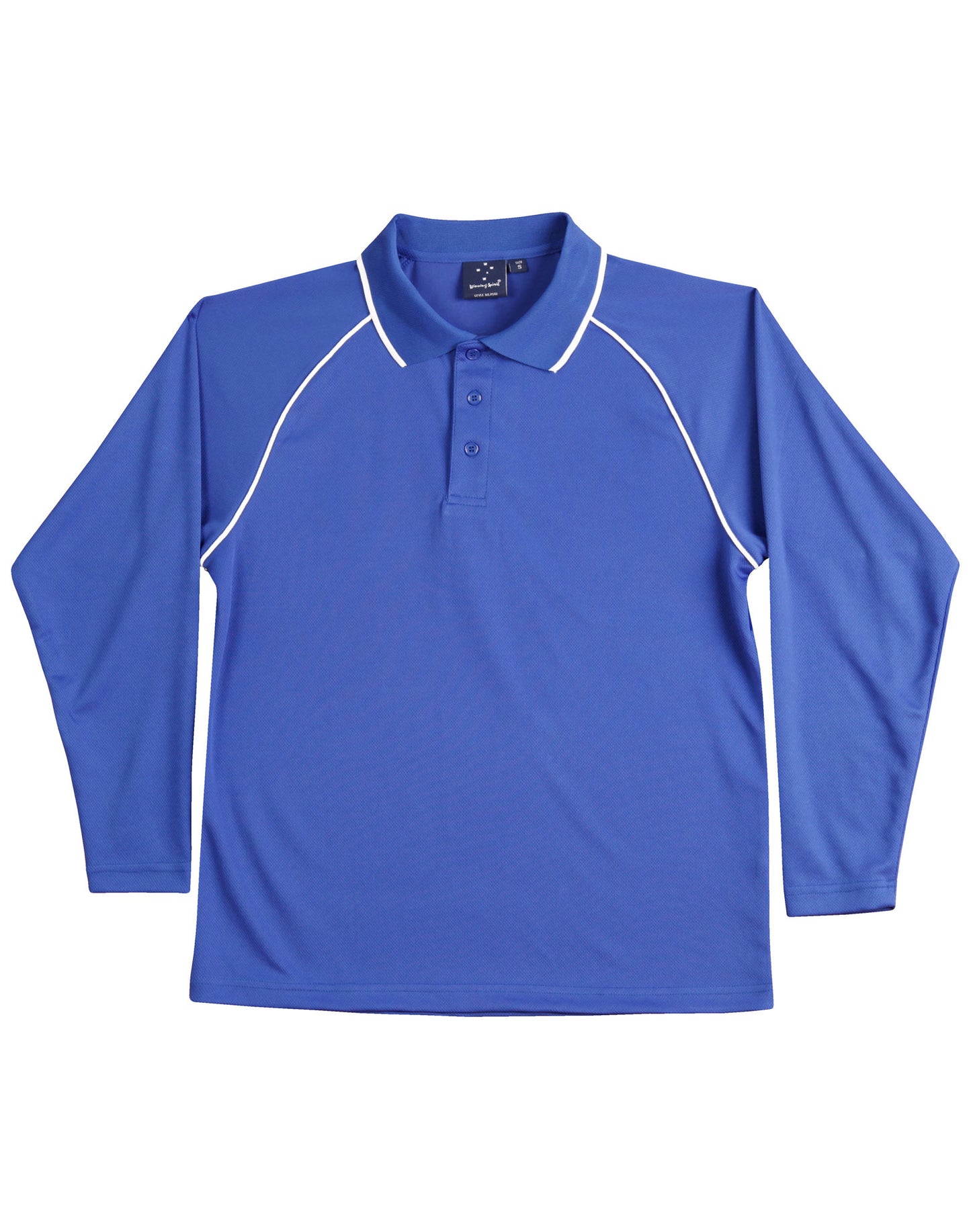Kid's cooldry raglan L/S polo - Royal/White