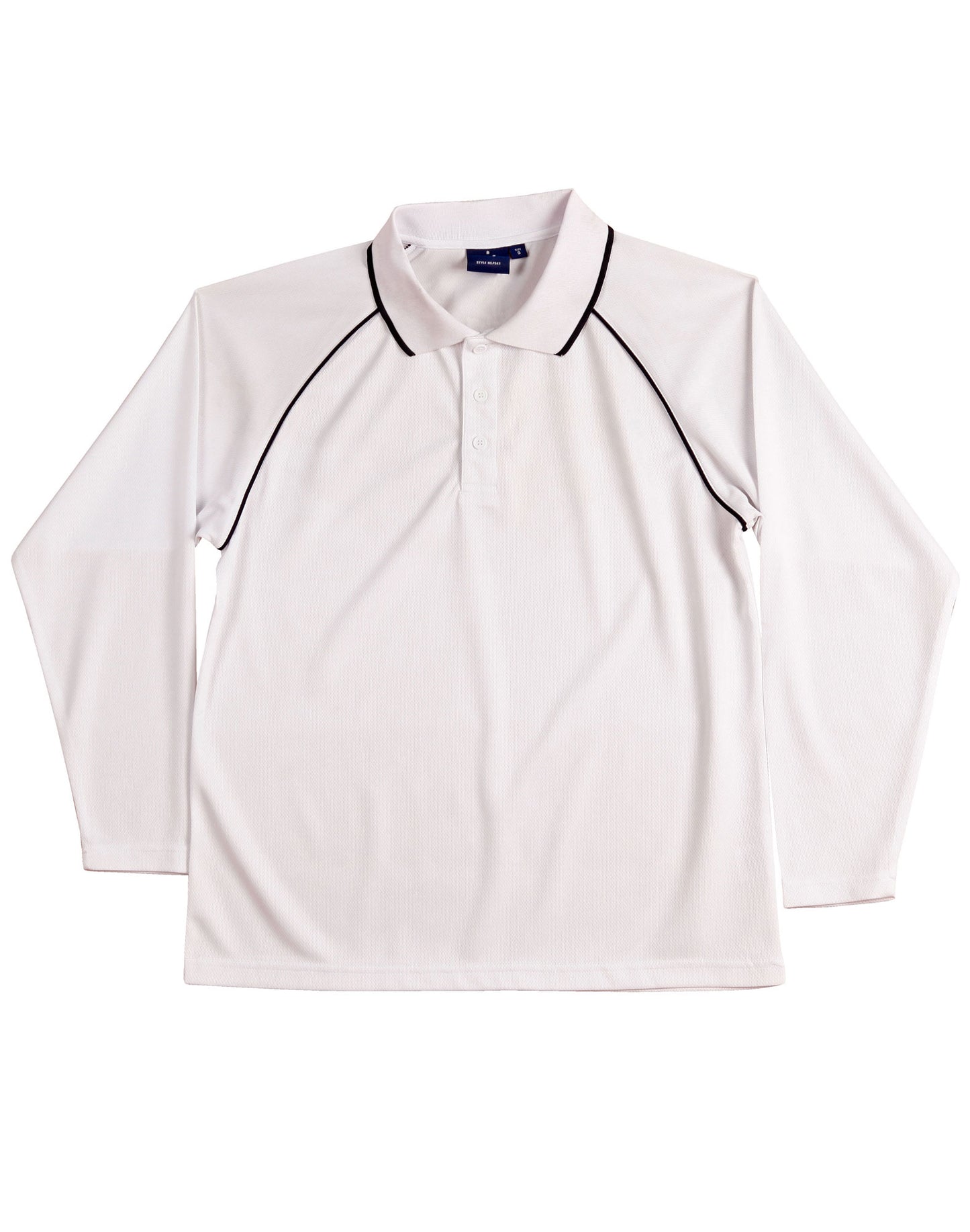 Kid's cooldry raglan L/S polo - White/Navy