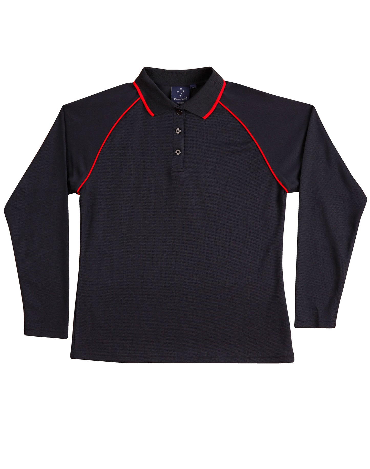 Ladies' cooldry raglan L/S polo - Navy/Red