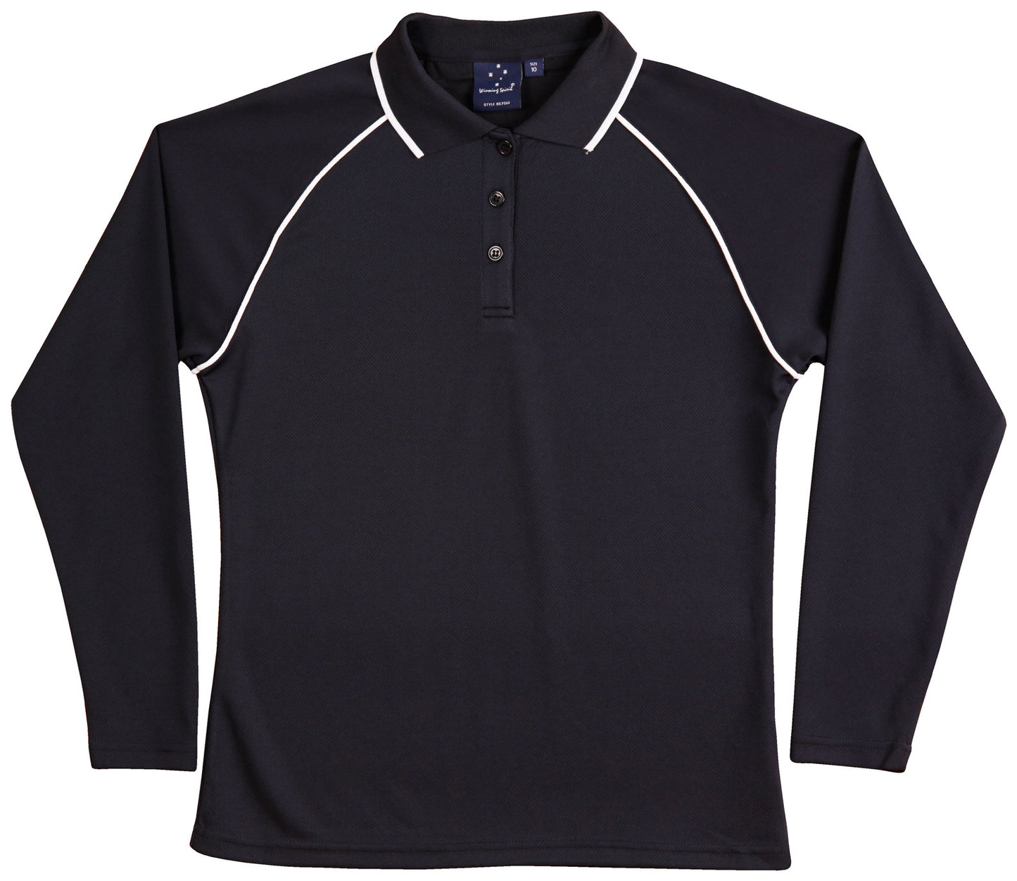 Ladies' cooldry raglan L/S polo - Navy/White