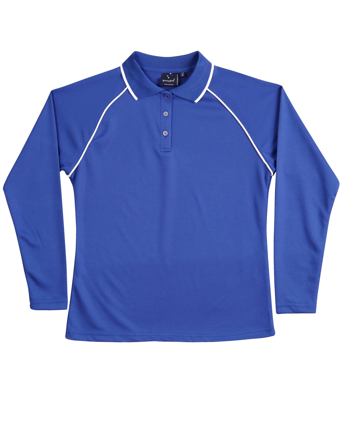 Ladies' cooldry raglan L/S polo - Royal/White