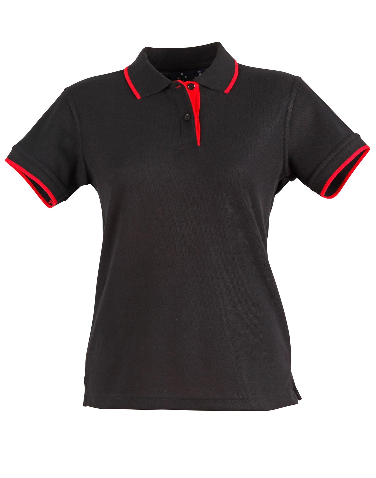 Ladies' Poly/Cotton Contrast Pique S/S Polo - Black/Red