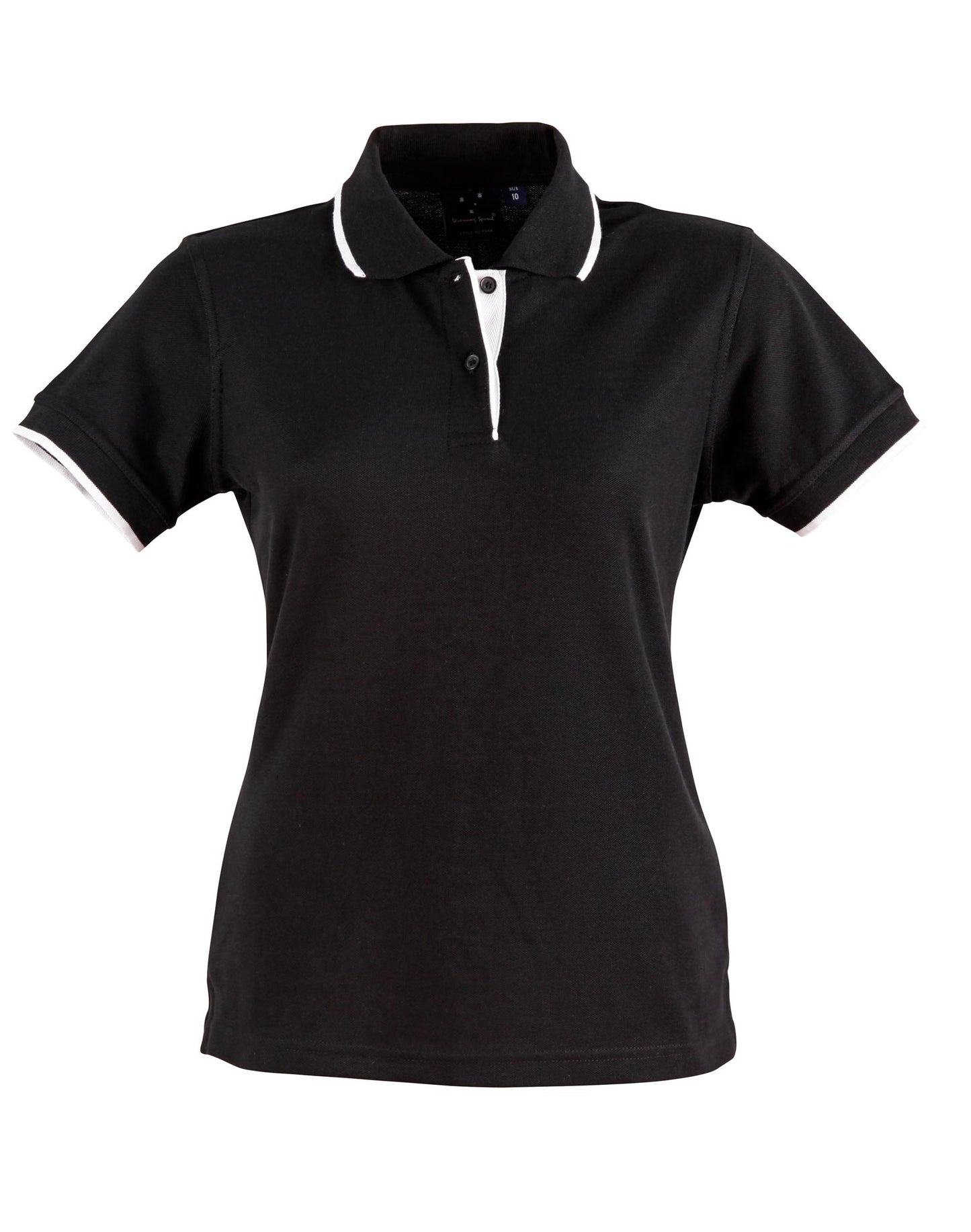Ladies' Poly/Cotton Contrast Pique S/S Polo - Navy/White