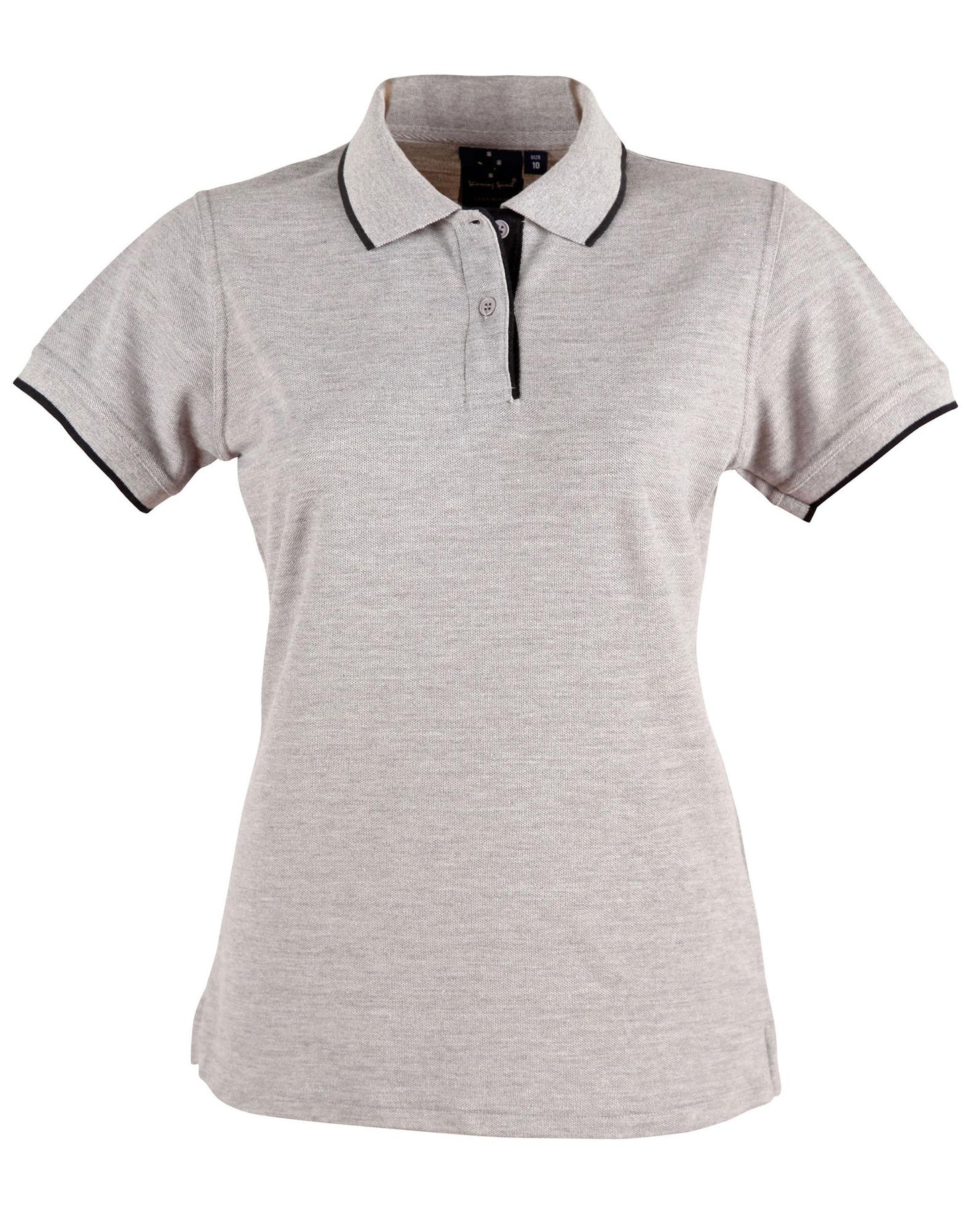 Ladies' Poly/Cotton Contrast Pique S/S Polo - Grey/Black