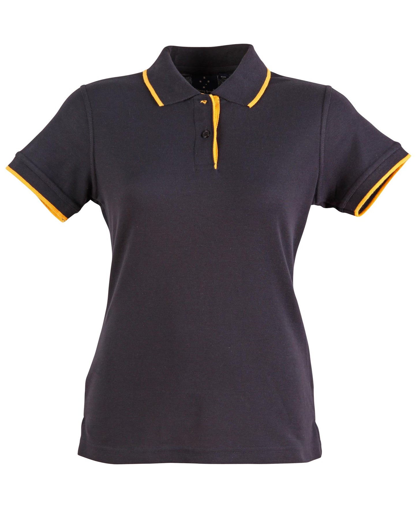 Ladies' Poly/Cotton Contrast Pique S/S Polo - Navy/Gold