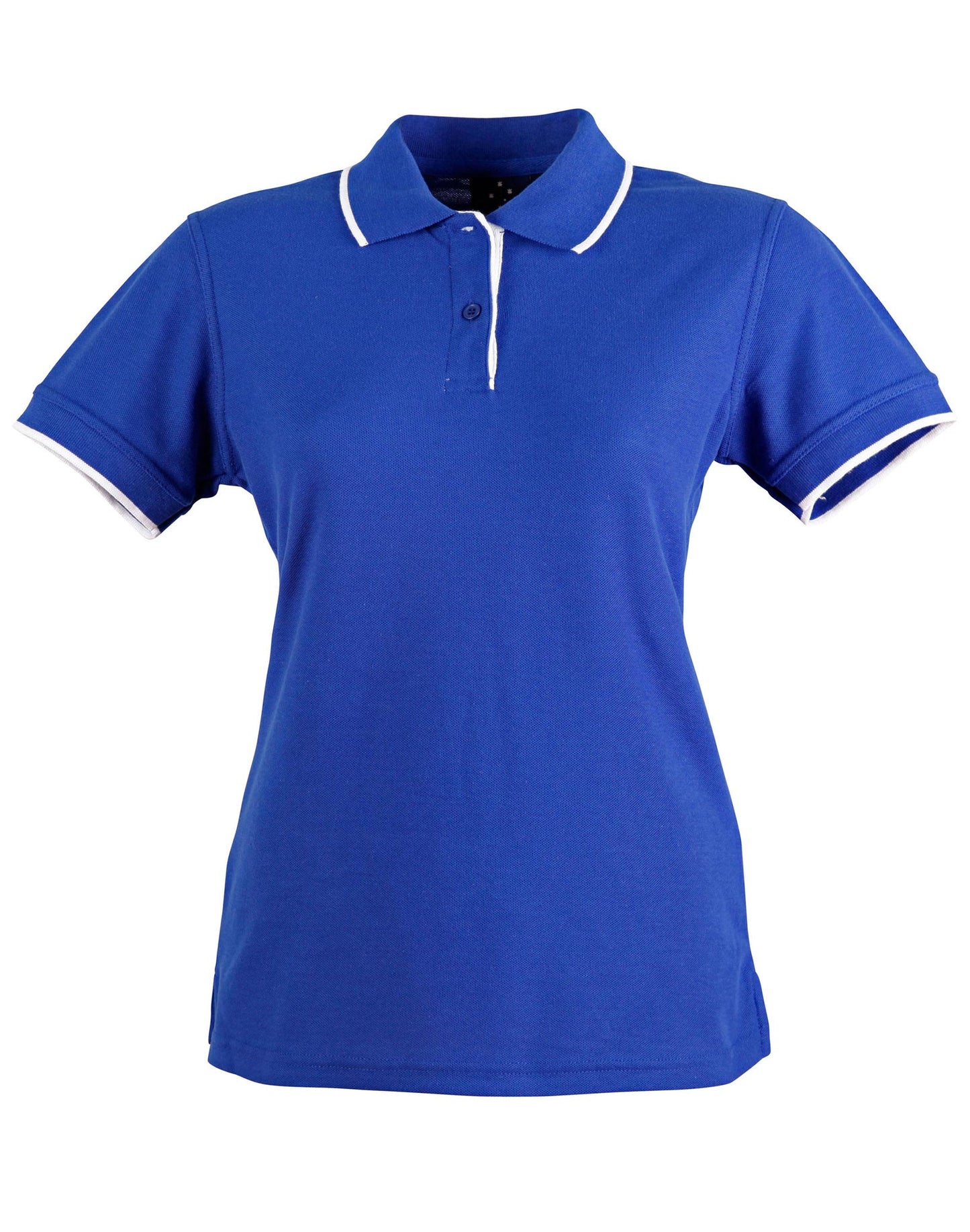Ladies' Poly/Cotton Contrast Pique S/S Polo - Royal/White