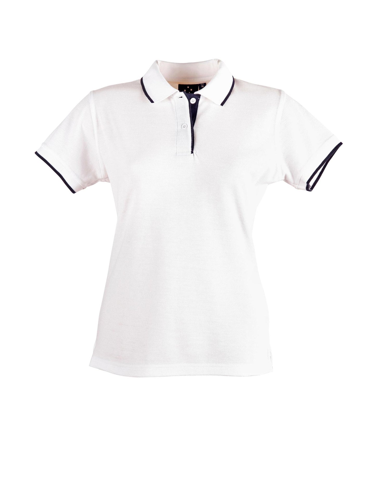 Ladies' Poly/Cotton Contrast Pique S/S Polo - White/Navy