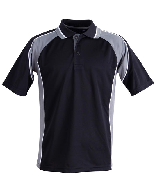 mens mini waffle coold polo - Black/Ash