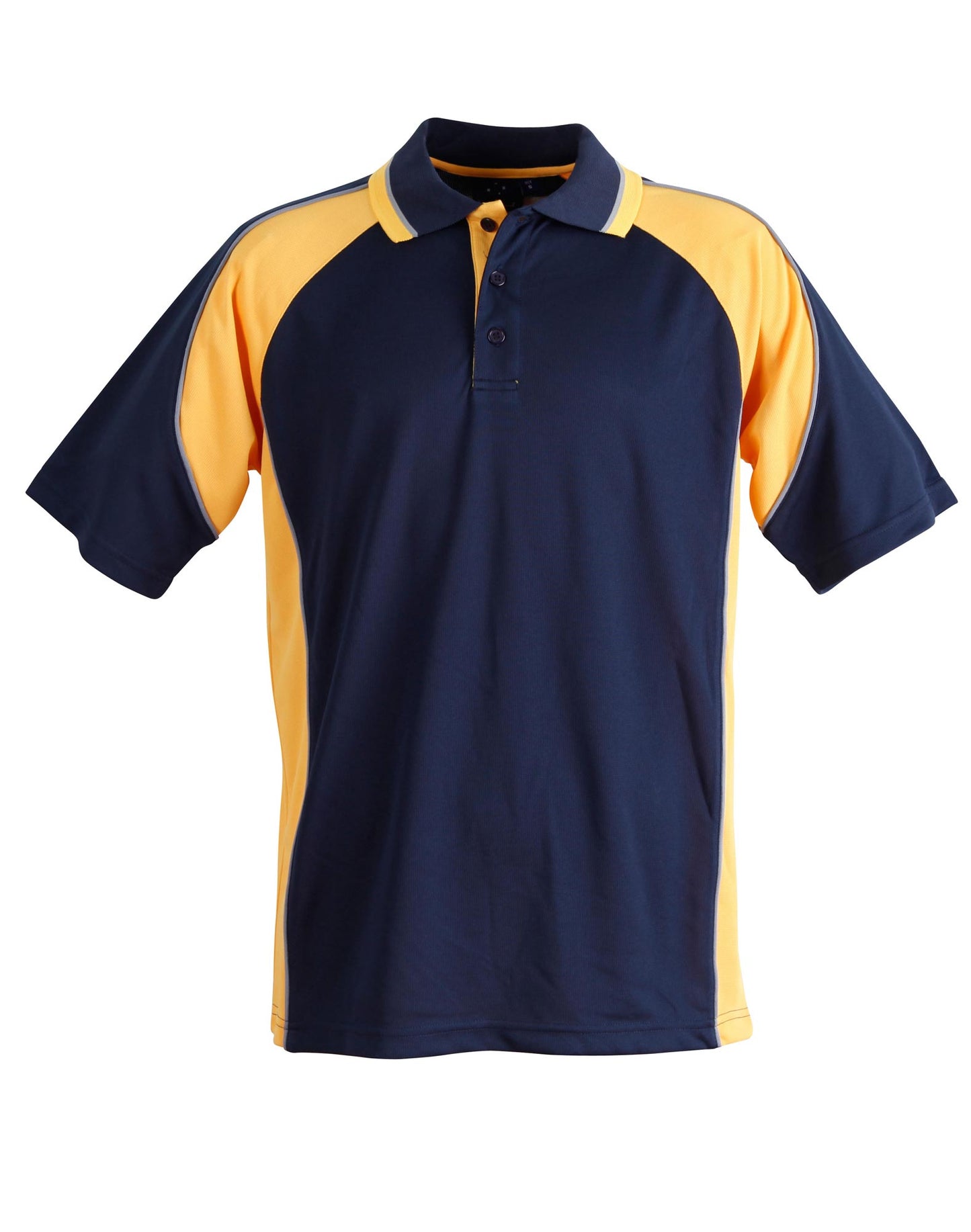 mens mini waffle coold polo - Navy/Gold