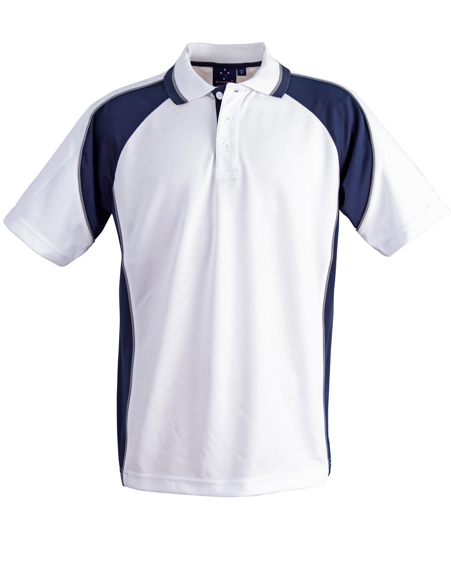 mens mini waffle coold polo - White/Navy