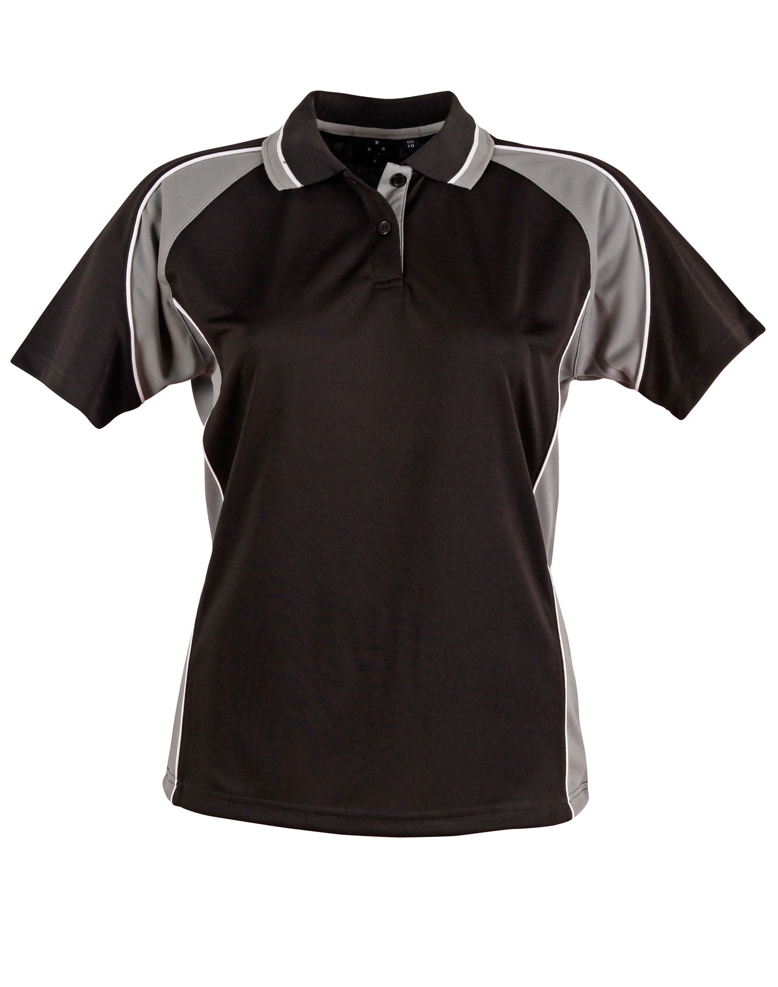 Ladies' mini waffle CoolDry Polo - Black/Ash