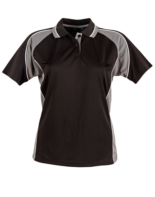 Ladies' mini waffle CoolDry Polo - Black/Ash
