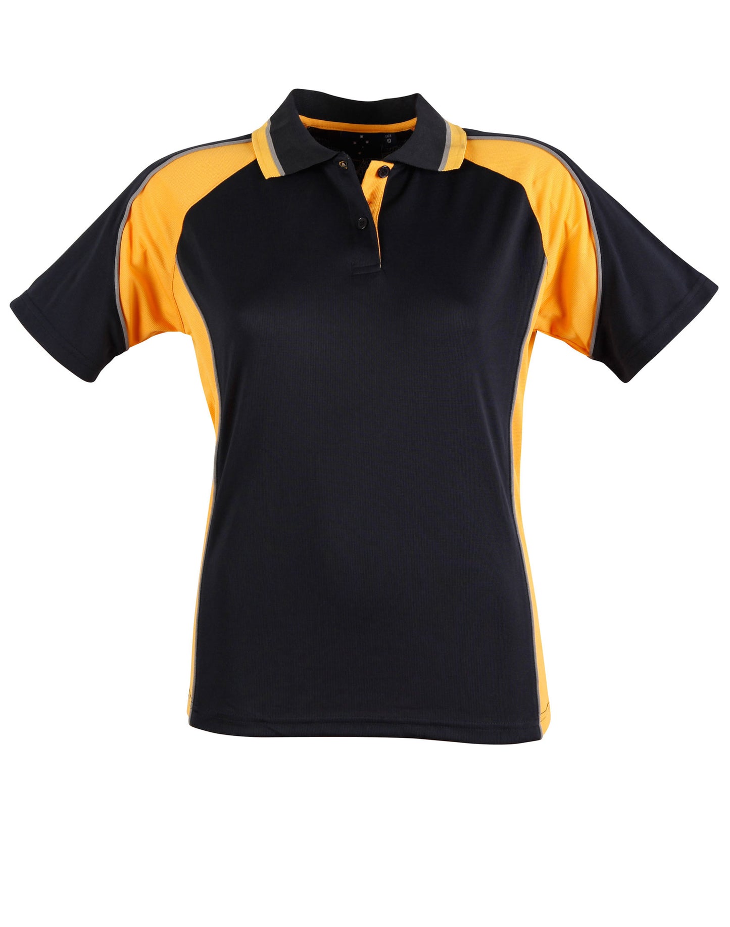 Ladies' mini waffle CoolDry Polo - Navy/Gold