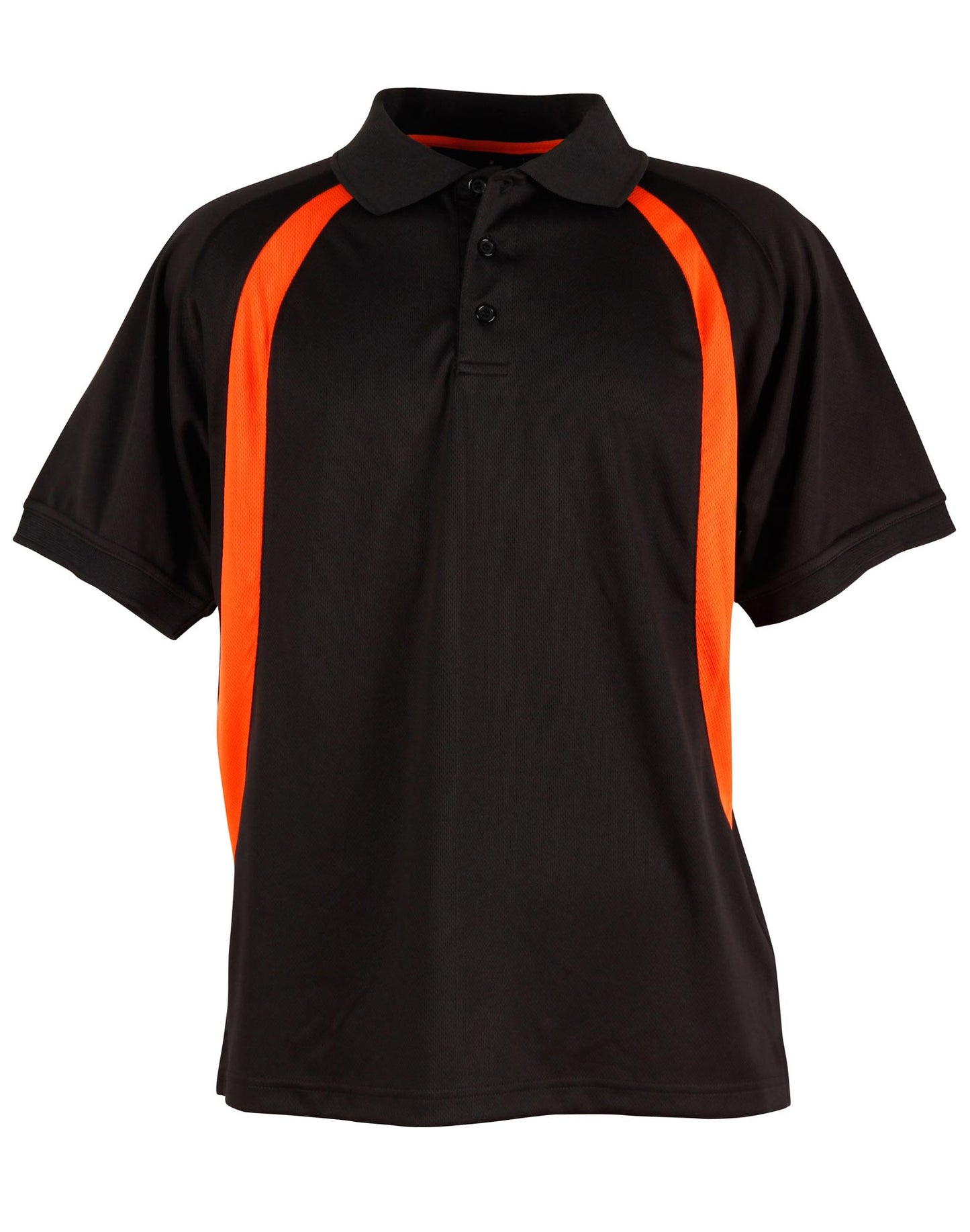 Mens CoolDry Soft Mesh Polo - Black/Orange
