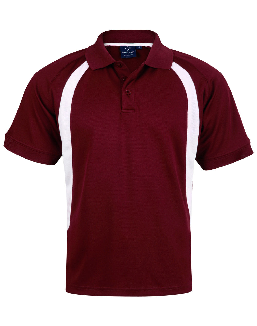 Mens CoolDry Soft Mesh Polo - Maroon/White