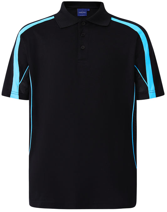 Kids S/S polo truedry - Black/Aqua Blue