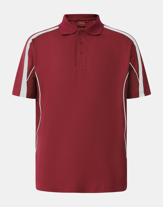 Kids S/S polo truedry - Maroon/White