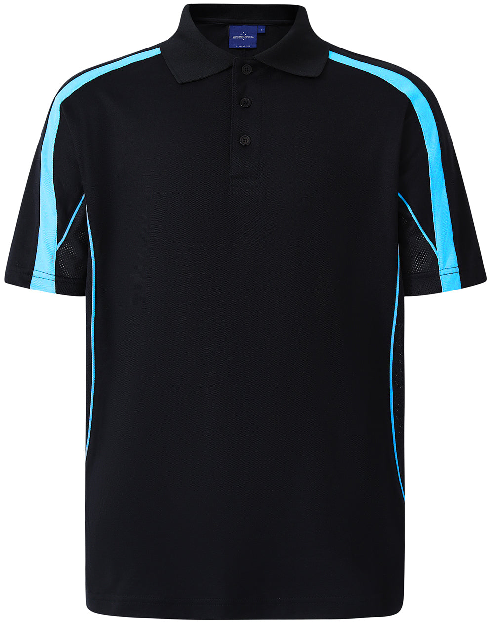 Mens S/S polo truedry - Navy/Aqua Blue