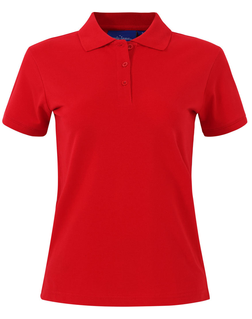 ladies cotton stretch polo - Red