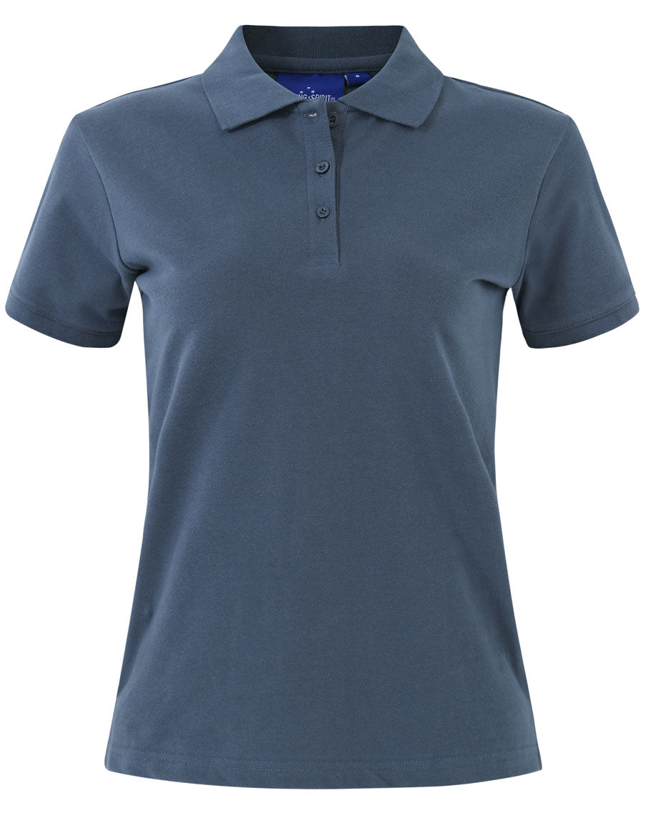 ladies cotton stretch polo - Slate Blue
