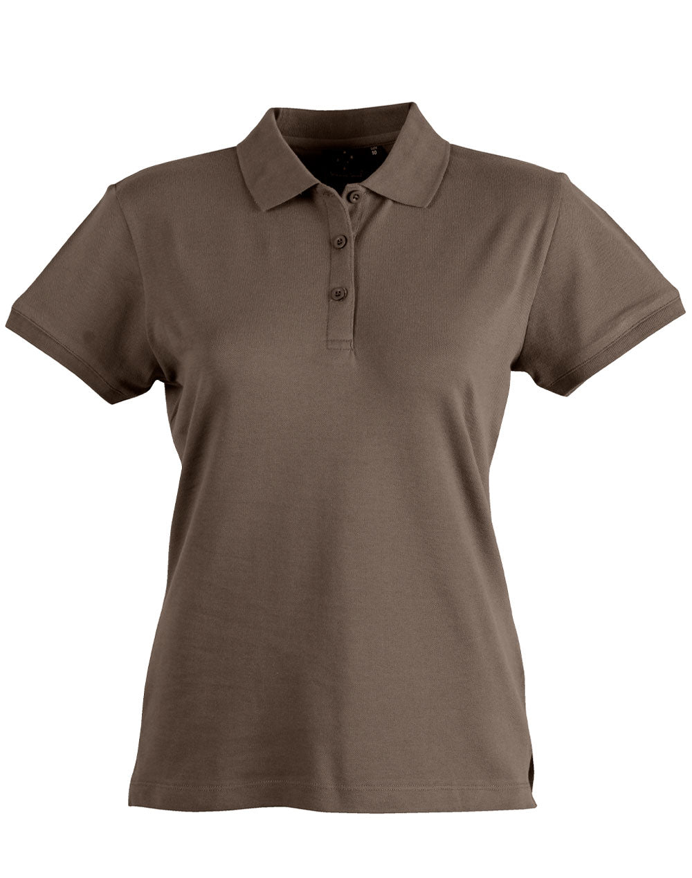 ladies cotton stretch polo - Smoke Brown