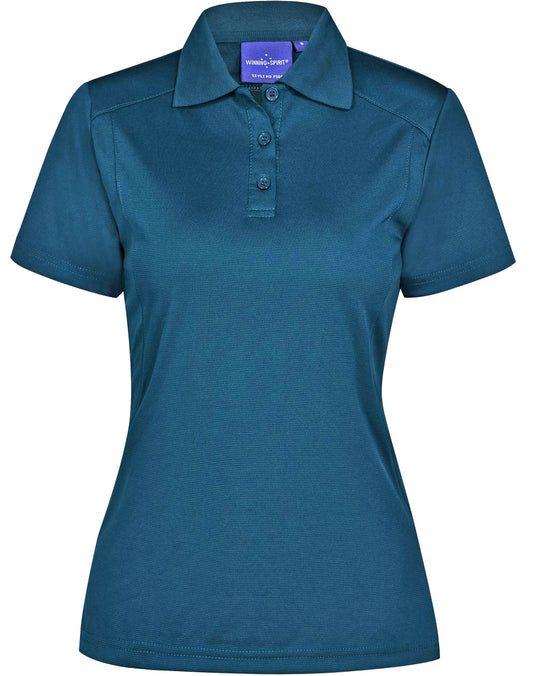 ladies bamboo charcoal S/S Polo - Aegean Blue