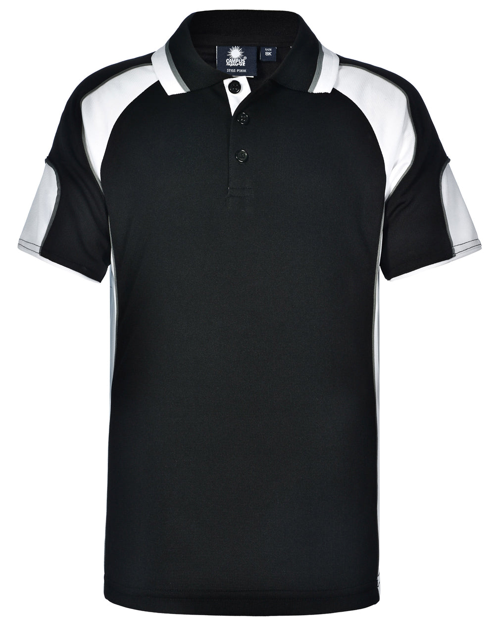 Kid's Cooldry Contrast Polo With Sleeve Panel - Black/White