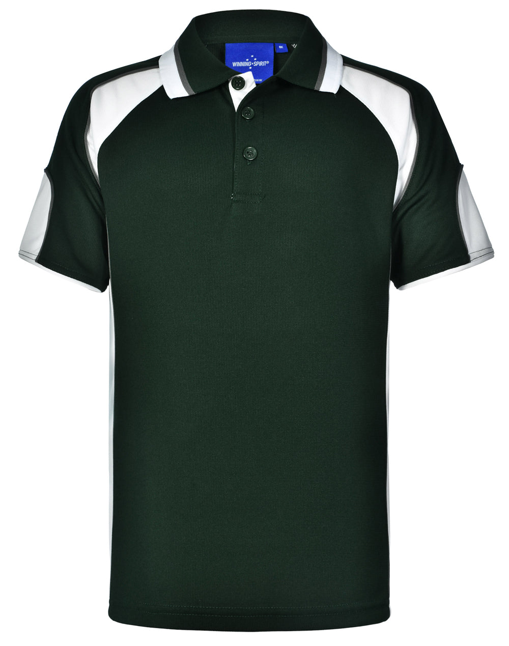 Kid's Cooldry Contrast Polo With Sleeve Panel - Bottle/White