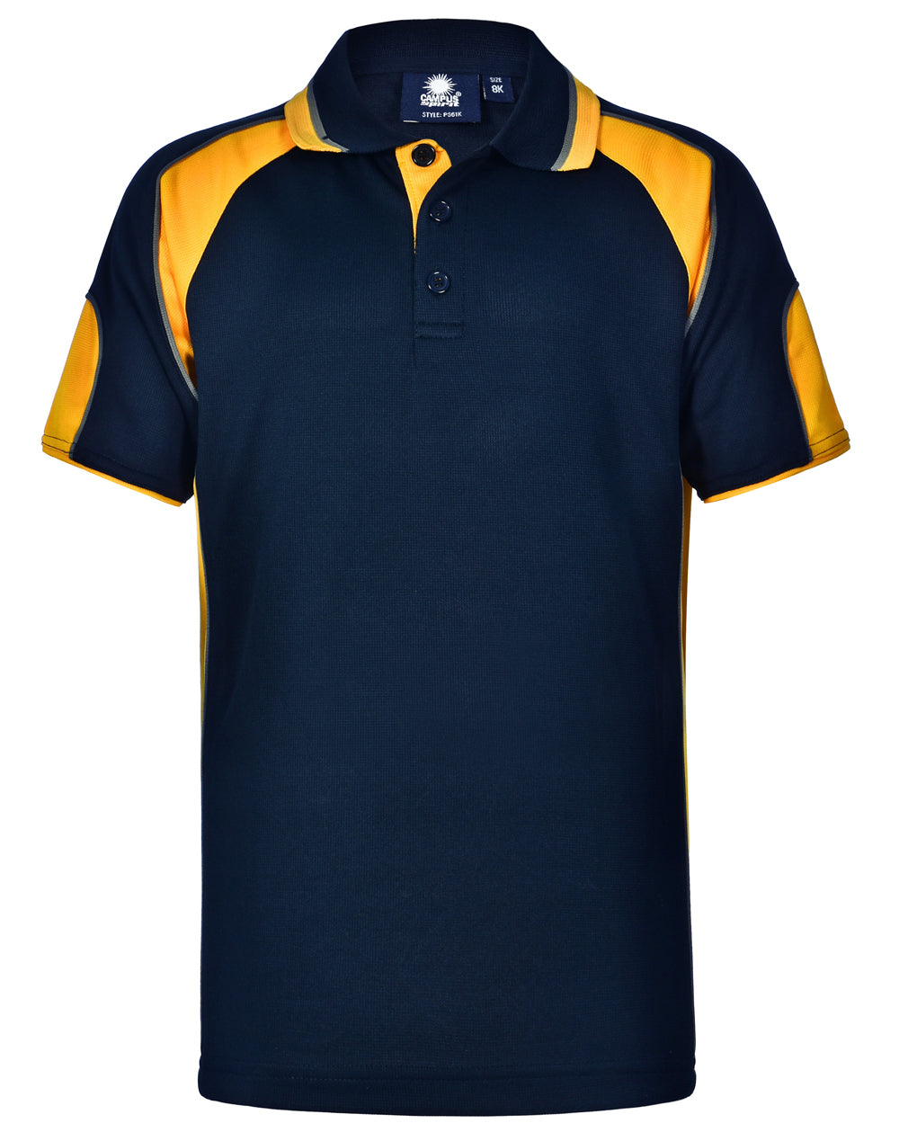 Kid's Cooldry Contrast Polo With Sleeve Panel - Navy/Gold