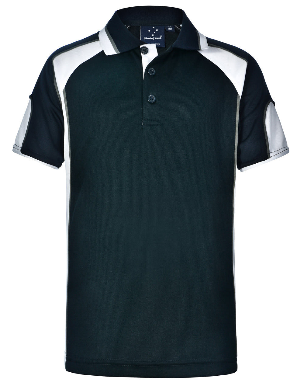 Kid's Cooldry Contrast Polo With Sleeve Panel - Navy/White
