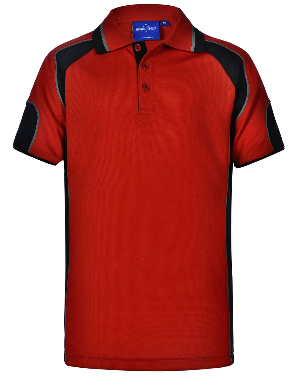 Kid's Cooldry Contrast Polo With Sleeve Panel - Red/Black