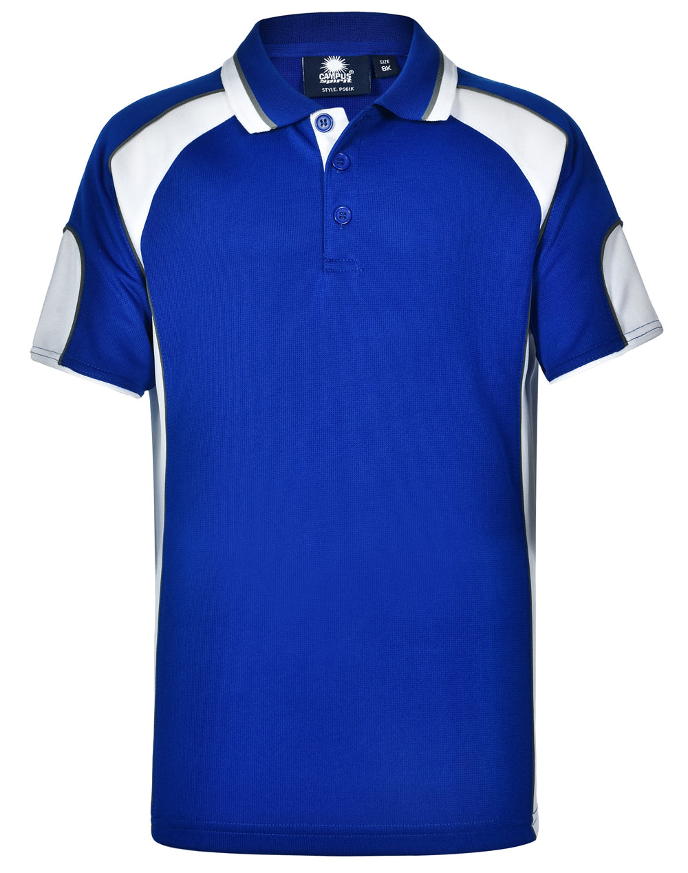 Kid's Cooldry Contrast Polo With Sleeve Panel - Royal/White