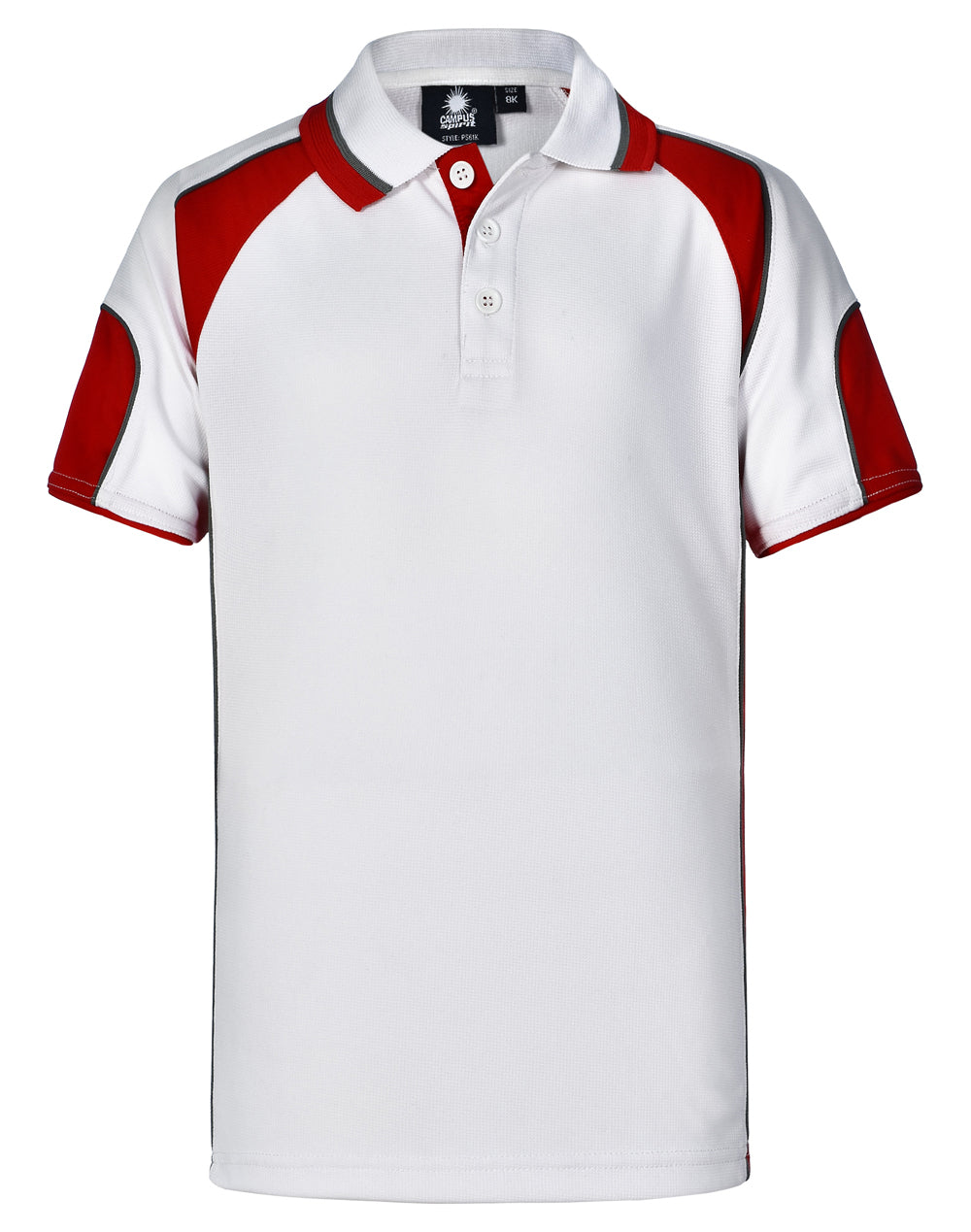 Kid's Cooldry Contrast Polo With Sleeve Panel - White/Red