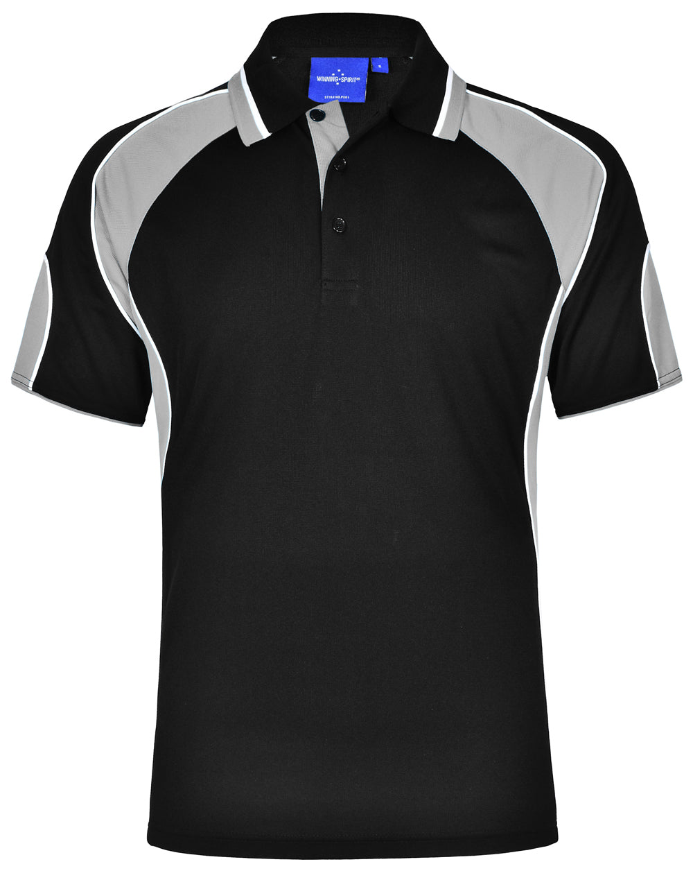 Men's Cooldry Contrast Polo With Sleeve Panel - Black/Ash