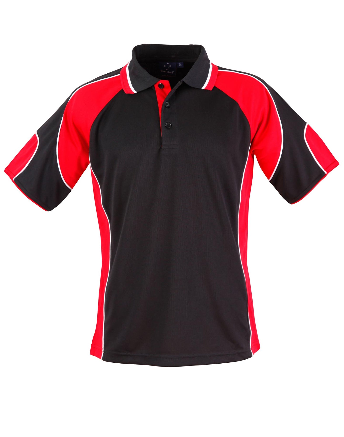 Men's Cooldry Contrast Polo With Sleeve Panel - Black/Red