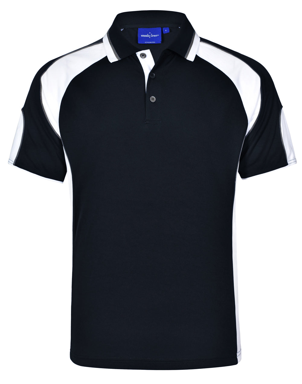 Men's Cooldry Contrast Polo With Sleeve Panel - Black/White