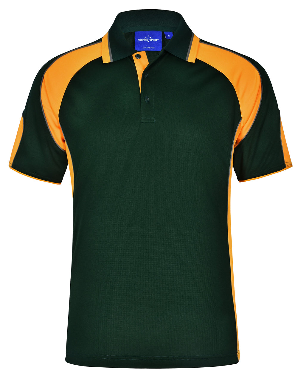 Men's Cooldry Contrast Polo With Sleeve Panel - Bottle/Gold