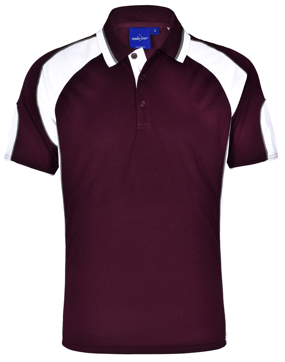 Men's Cooldry Contrast Polo With Sleeve Panel - Maroon/White