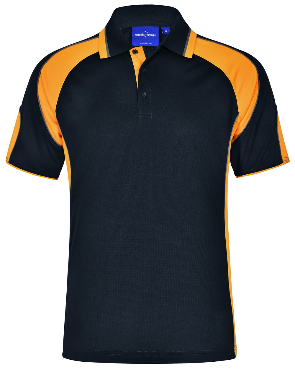 Men's Cooldry Contrast Polo With Sleeve Panel - Navy/Gold