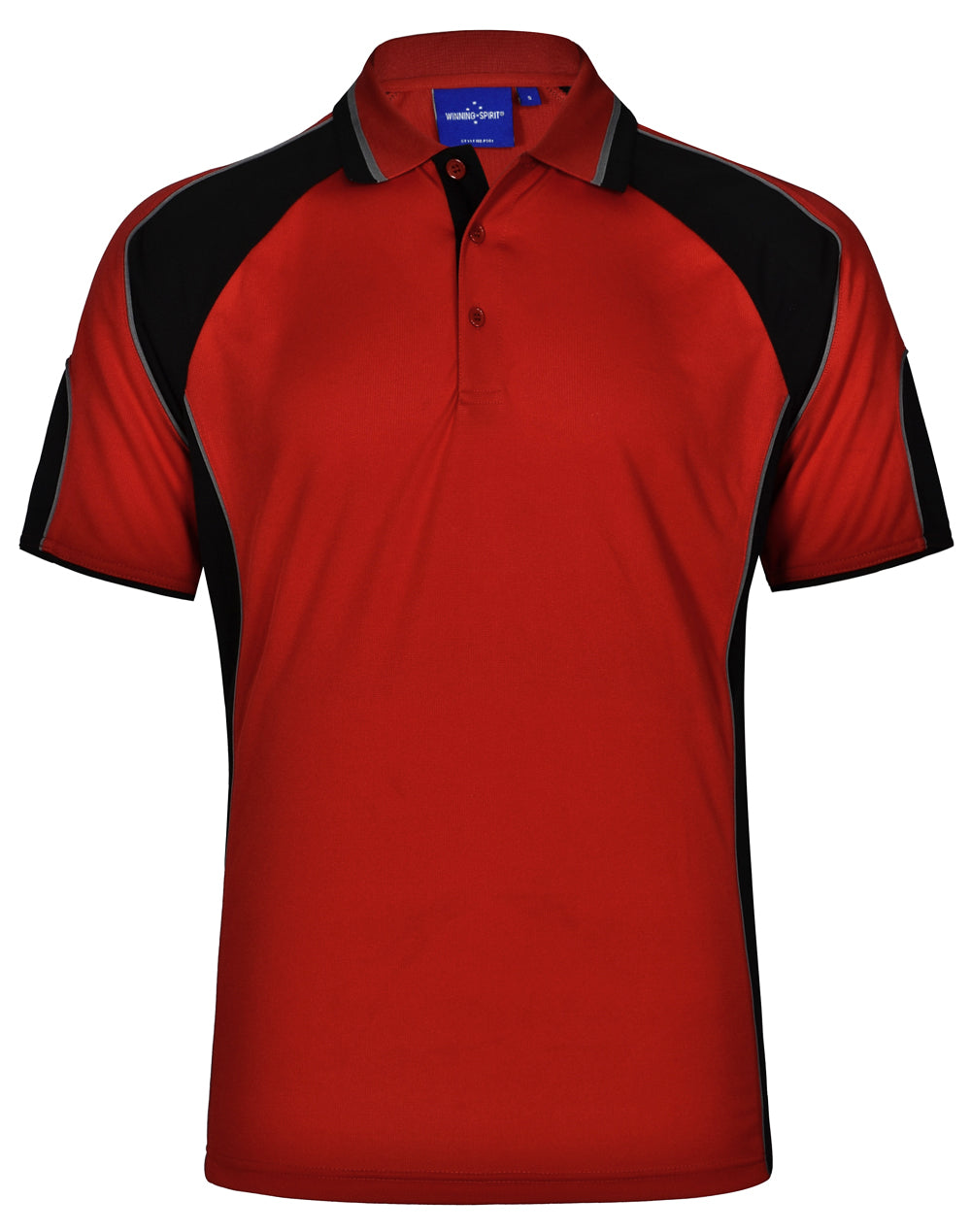 Men's Cooldry Contrast Polo With Sleeve Panel - Red/Black